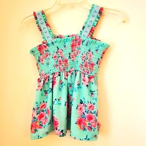 Wonder Nation Girls Floral Boho Ruffle Smock Top